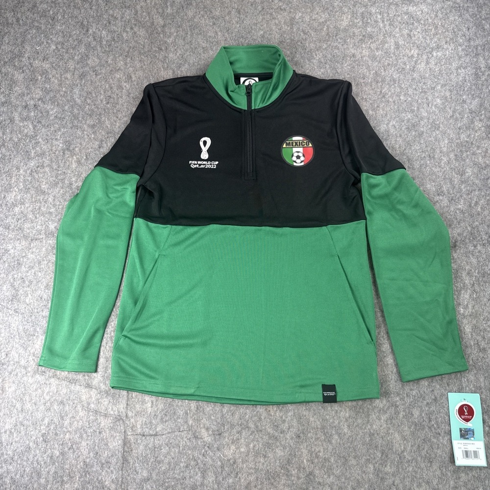FIFA World Cup Qatar 2022 Team Mexico 1/4 Zip Pullover Mens S Soccer Green Black